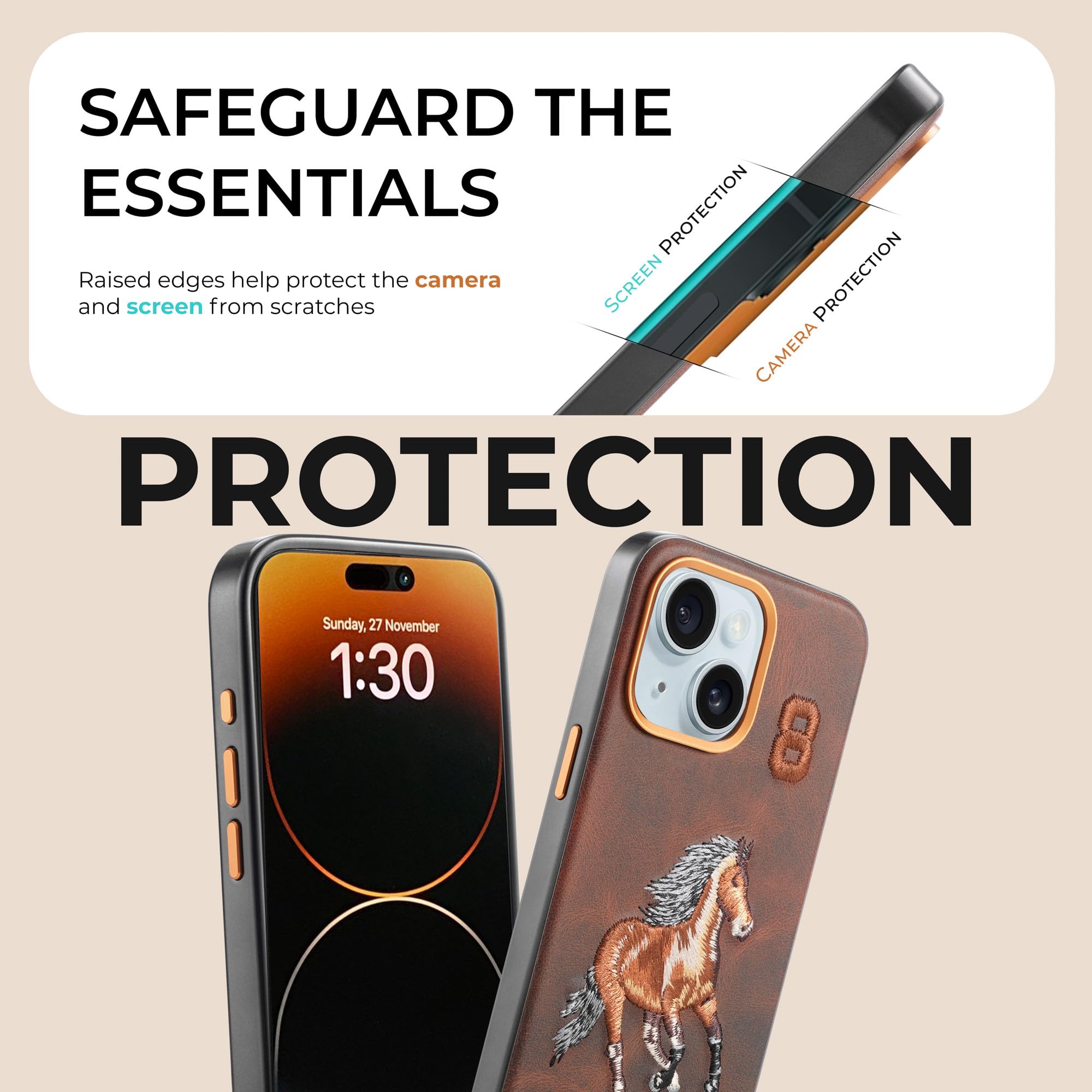 iPhone 15 Case - Horse Embroidery Leather Cover -3 iPhone 15 Case - Horse Embroidery Leather Cover -3