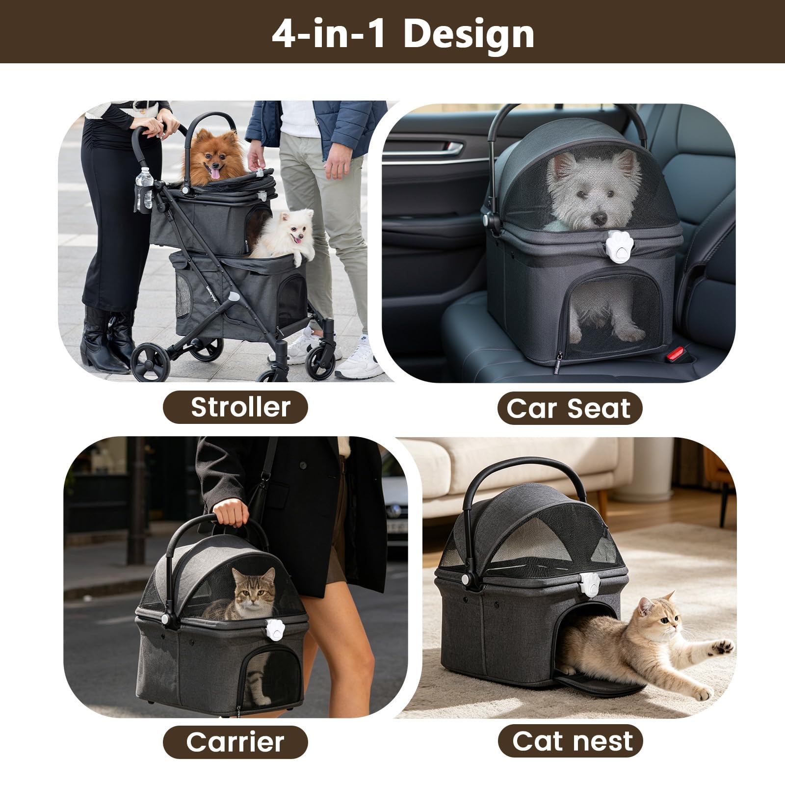 BEBEROAD PETS ペットバギー犬用キャリーカート 2段式上下段セット 