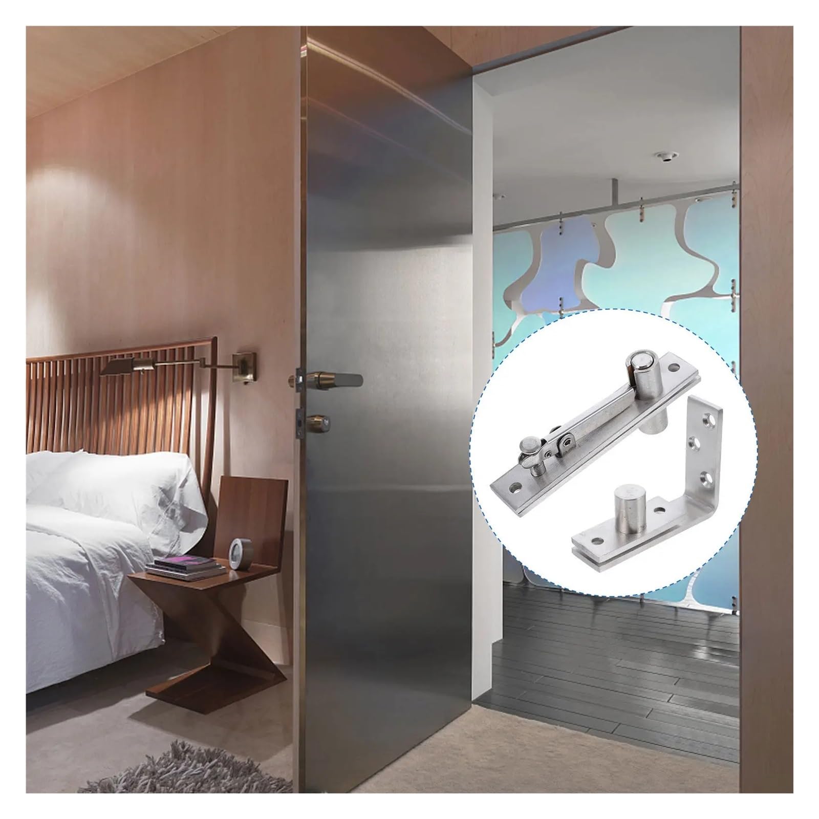 Bisagra de puerta reversible con cierre automático Bisagra De Puerta Pivotante Acero Inoxidable Cepillada Oculta