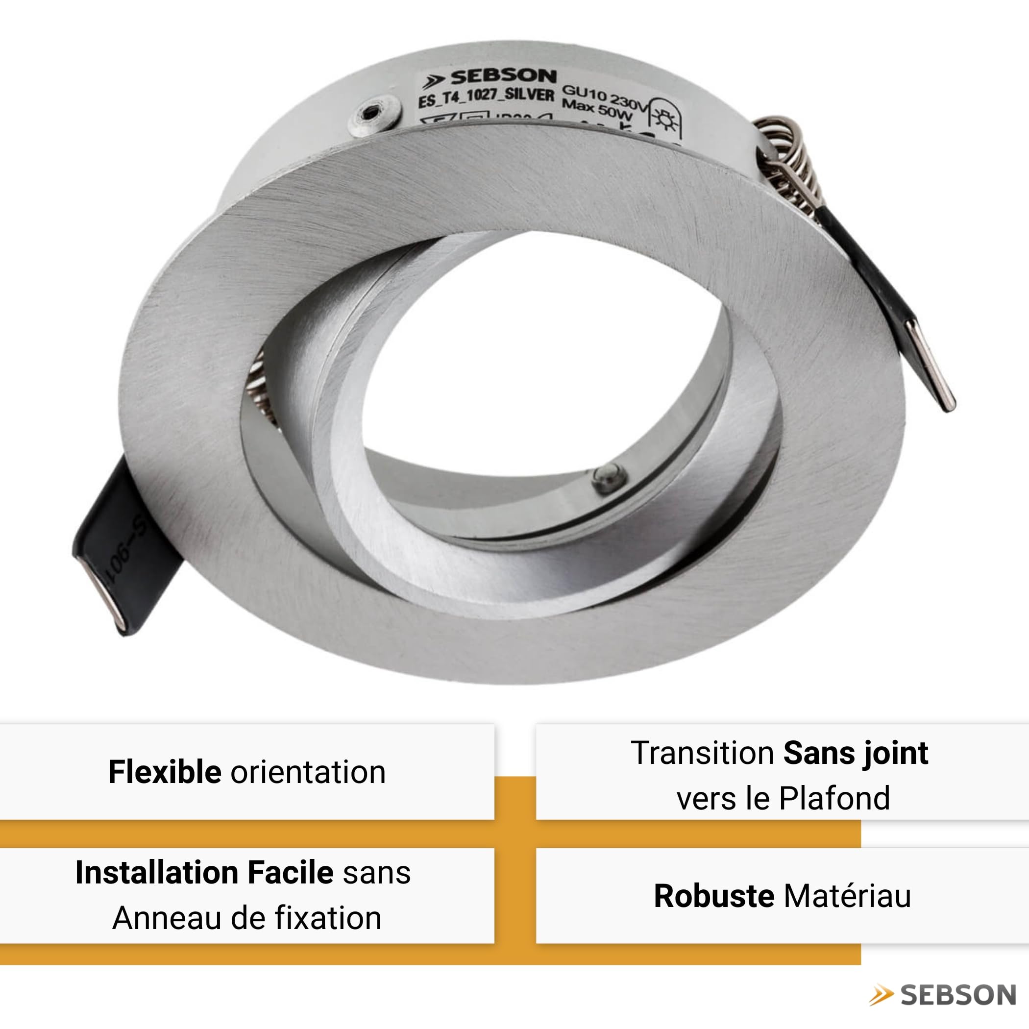 SEBSON Spot Encastrable Orientable avec Douille GU10 - Spot Plafond Trou de Montage ø75mm (min. 73mm, max. 77mm) - Plafonnier Encastré Ø84mm - Lot de 12