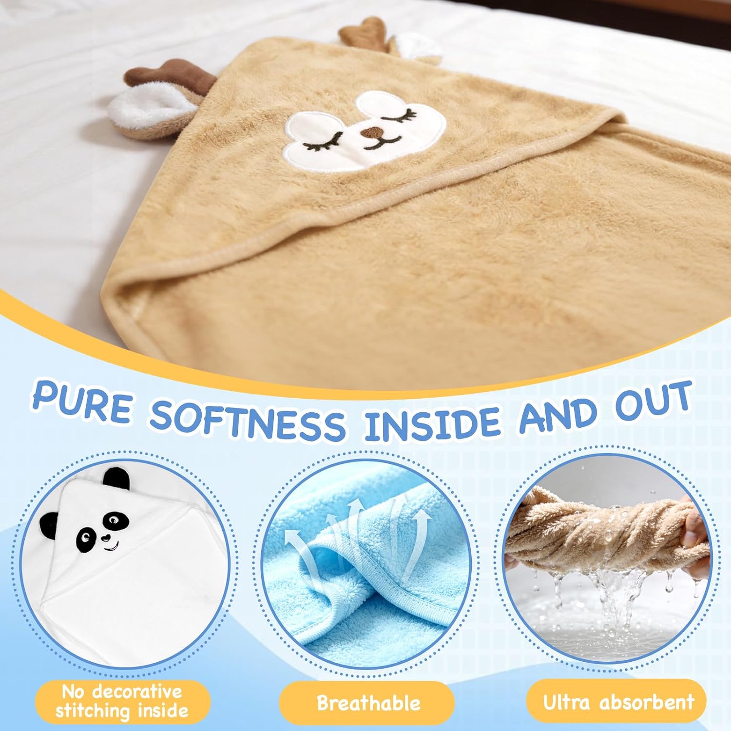 Hooded Baby Bath Towels 4 Pack for Newborn Toddler
