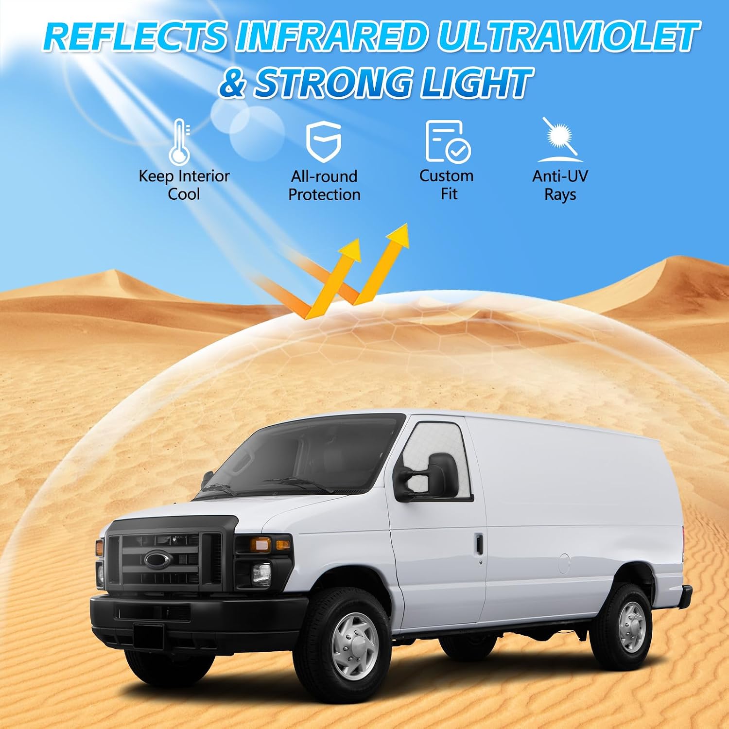 2 Pcs Magnetic Side Window Sun Shade for Ford E-Series 92-26