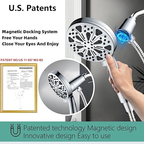Miniatura 3 de Cabezal de ducha de mano filtrado con magnético cabezales de ducha SOMDARHK con filtro de alta presión de 10 modos con manguera de acero inoxidable