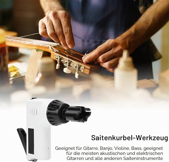 Guitar String Winder Electric Snare Winder Restringing Tool Multifunctional String Cutter for Banjo Guitars Bass Mandolin Ukelele 2 7-4 3V (White)