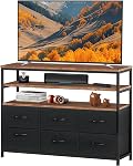 TV Stand with Drawers,Television Stand,Entertainment Center for 32/45/55/65 inch TVs,Console Table,6 Drawer Dresser,Fabric Chest of Drawers with Shelves, for Living Room, Bedroom