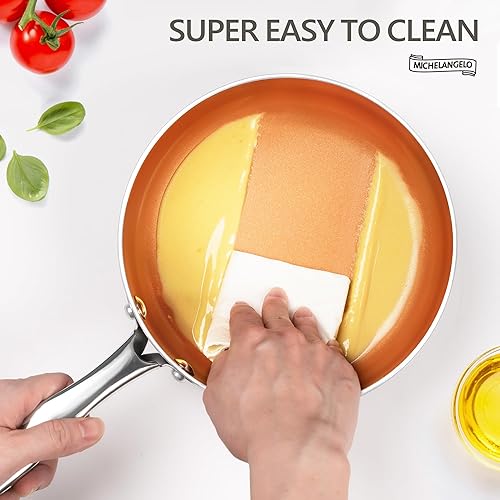 Miniatura 3 de MICHELANGELO Cacerola de 2 cuartos de galón con vaporizador y tapa de vidrio, sartén antiadherente con tapa, olla de vapor de cerámica, compatible