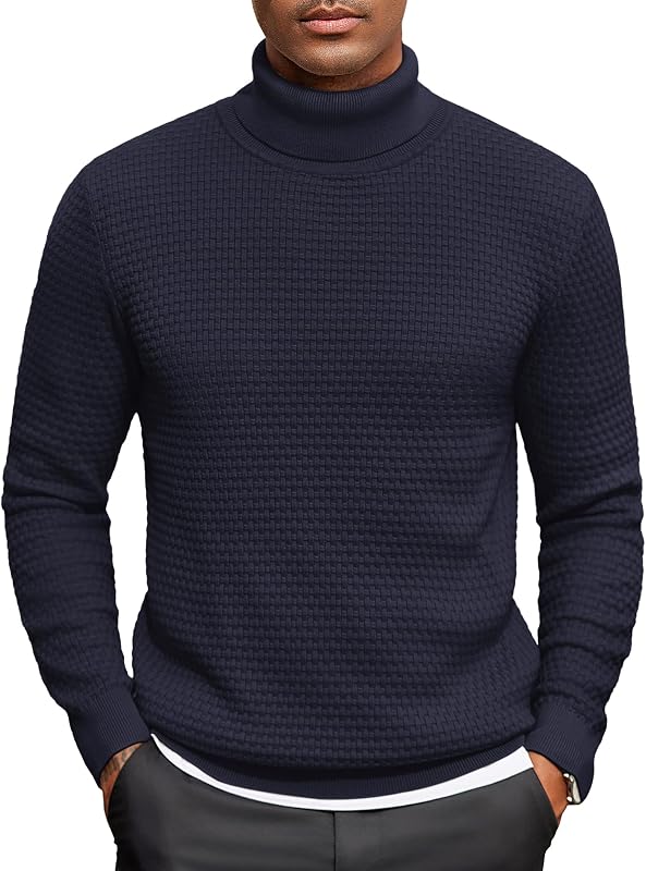 COOFANDY Maglione a collo alto uomo invernale