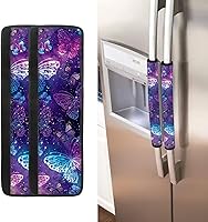 Vista 31 de Juego de 2 fundas para manija de puerta de refrigerador con estampado de copos de nieve de aguacate, protector de manija de puerta de cocina lavable