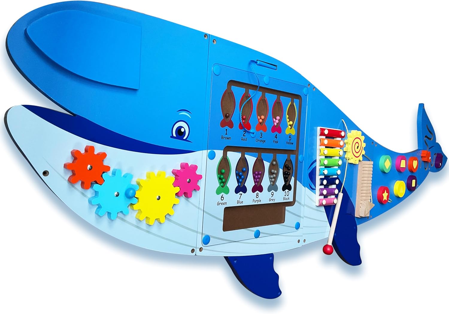 Molcey Whale Sensory Wall Panel for Kids, Includes Removable Theme Stickers, Busy Board Wall Toys for Toddlers, Activity Perfect for Toddlers 1-3 Playroom & Children's Daycare, Montessori Playroom