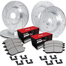 R1 Concepts Front and Rear Brake Kit Fits 2020-2025 Acura RDX| Optimum Oep Pads, Drilled Slotted Rotors| Hardware| 12.4" Front & 12.2" Rear