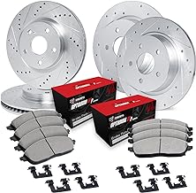 R1 Concepts Front and Rear Brake Kit For 2009-2014 Acura TL| Drilled Slotted Brake Rotors| Optimum OEP Brake Pads and Rotors Kit| Hardware included