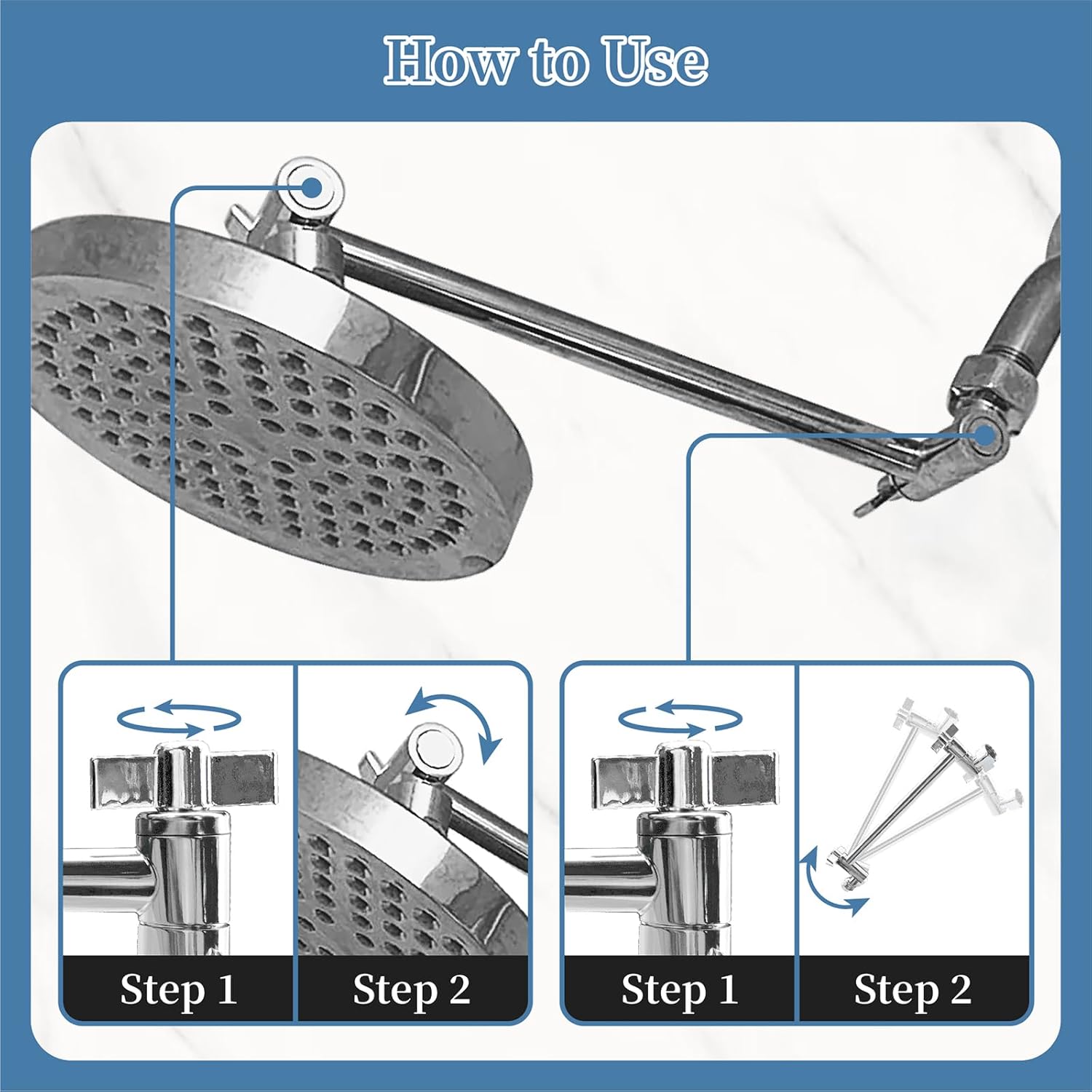 Adjustable Shower Head Extens Arm 9 Inch, Shower Arm Extens with