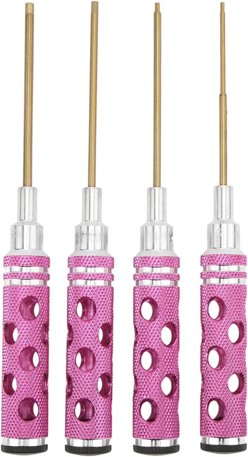 RC Hex Driver Wrench Set 1.5mm 2.0mm 2.5mm 3.0mm | Aluminum Alloy Screwdriver for RC Cars/Boats/Aircraft | 4Pcs Low - Weight Tool Kit with Secure Grip Handle (Purple)