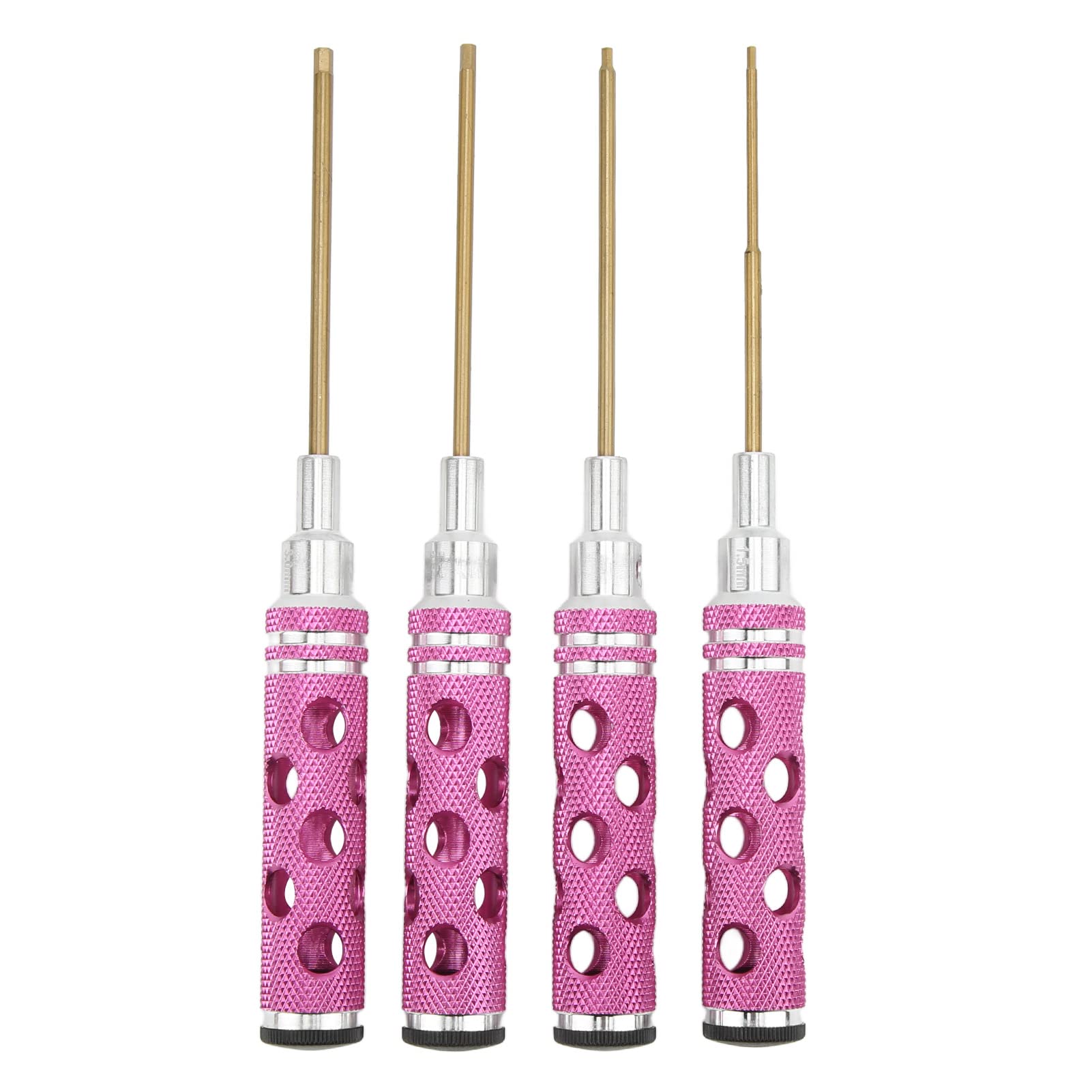 4-teiliges Sechskant-Schraubenschlüssel-Set 1,5 mm, 2,0 mm, 2,5 mm, 3,0 mm mit Aluminiumgriff (Lila)