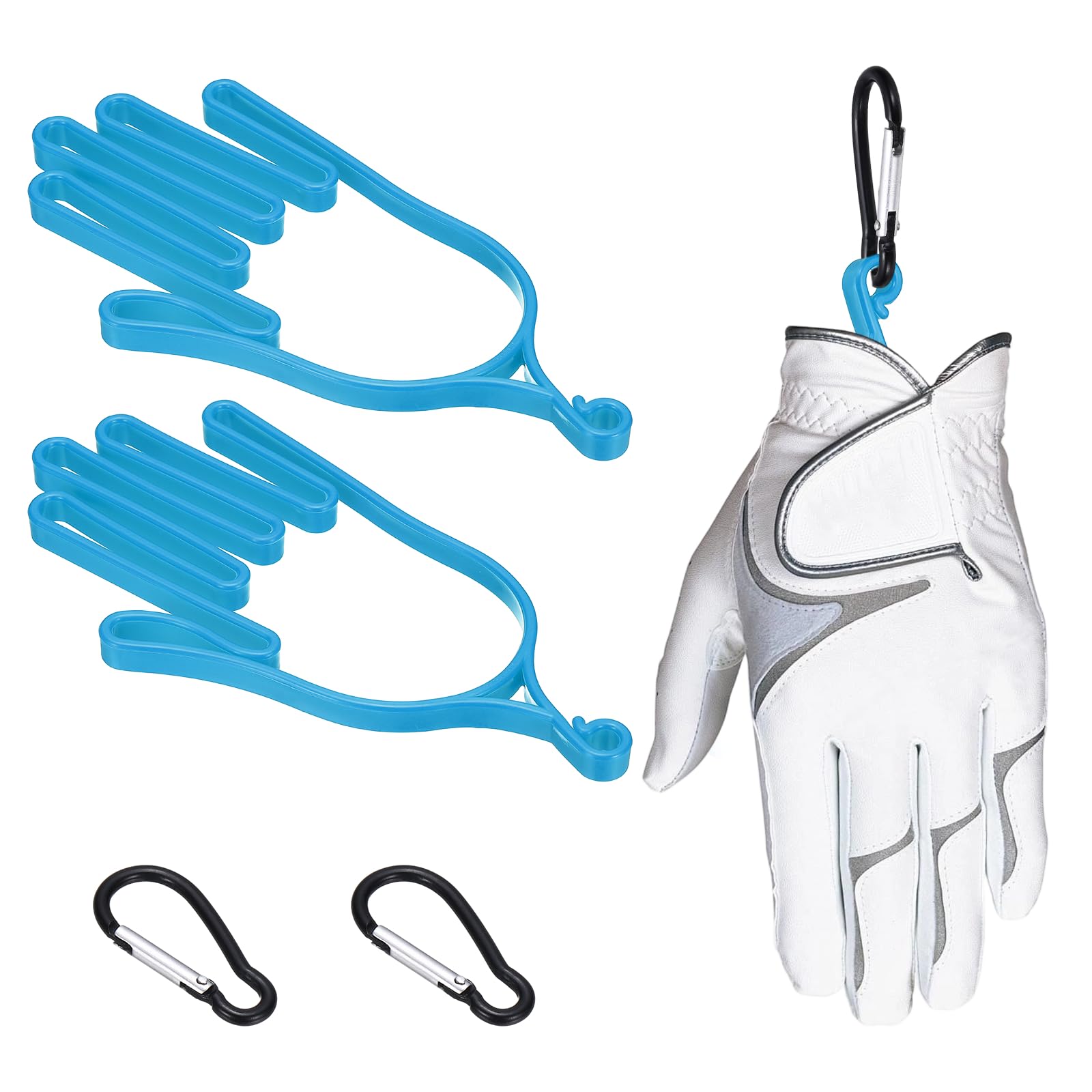 PATIKIL Golf Gloves Stretcher, 2 Pcs Plastic Keeper Support Rack Holder Dryer Hanger Frame with Hanging Hooks for Men Women Sports Gloves Maintenance, Blue