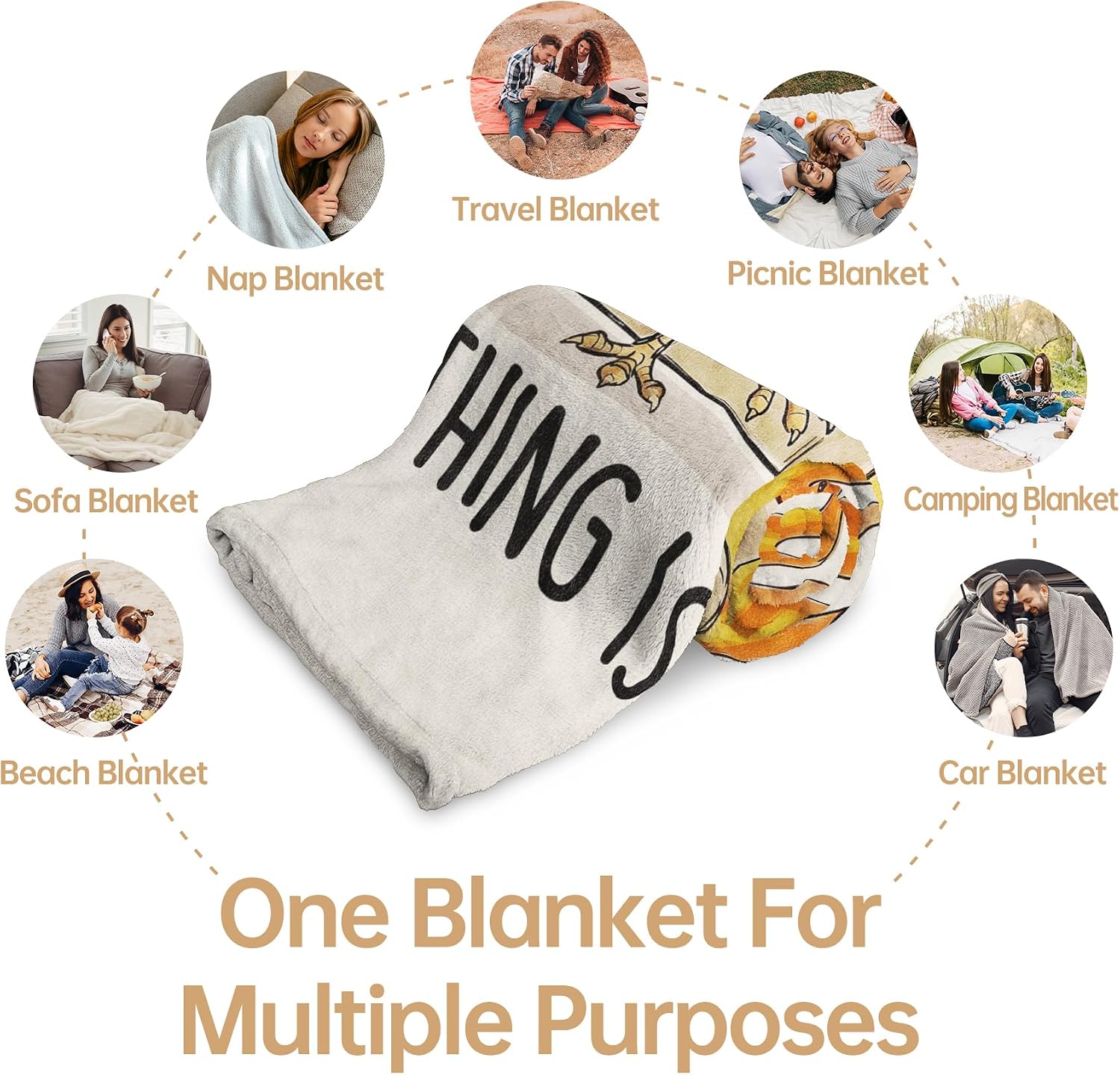 Birthday Gifts for Women Men, Everything is Fine Blanket, Office Gift for Her, Him, Coworker, Sister, Best Friend, White Elephant Gifts, Funny Chicken Flannel Throw Blanket, 60" x 50"
