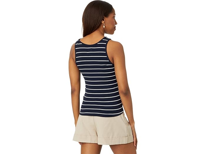 Wide Stripe Rib Knit High Neck Tank - Image 1