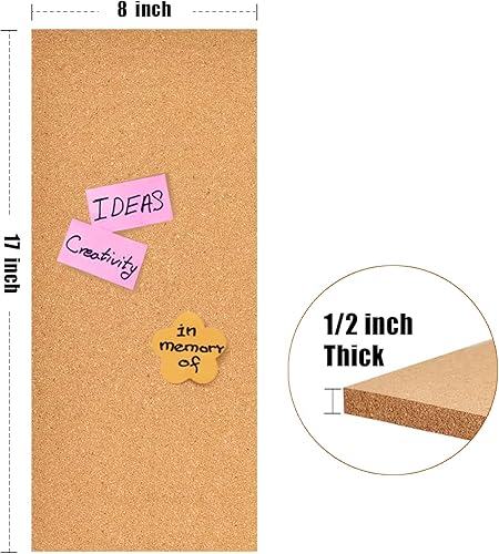 Miniatura 8 de Aitakatta Tablón de anuncios de azulejos de corcho de 17 x 8 pulgadas, tableros de corcho autoadhesivos de 14 de pulgada de grosor para paredes,