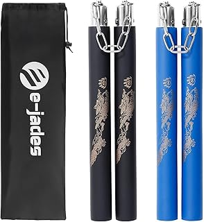 e-jades Safe Foam Nunchucks for Kids & Beginners - Soft Durable Rubber Training Nunchakus Martial Arts Nunchucks with Steel Chain - 2pcs Gift for Christmas & Birthday