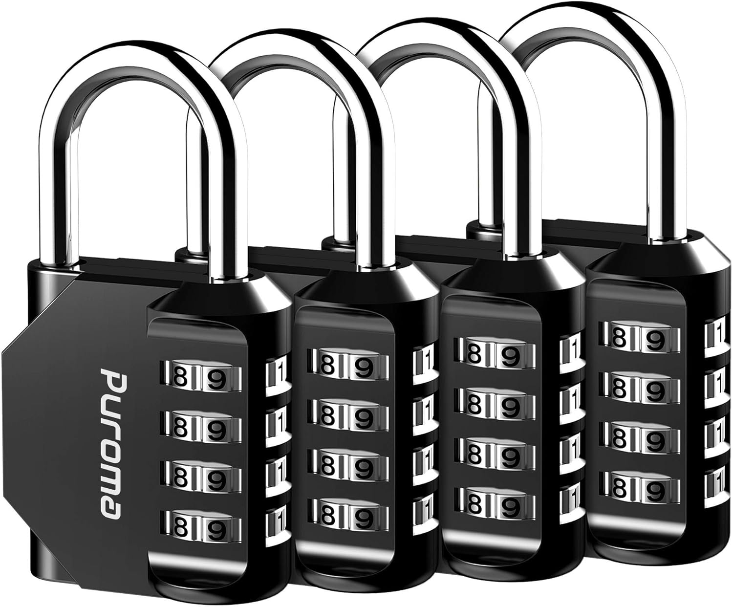 2-Pack 4-Digit Combination Padlocks - 1/4" Shackle For School Gym Lockers & Storage