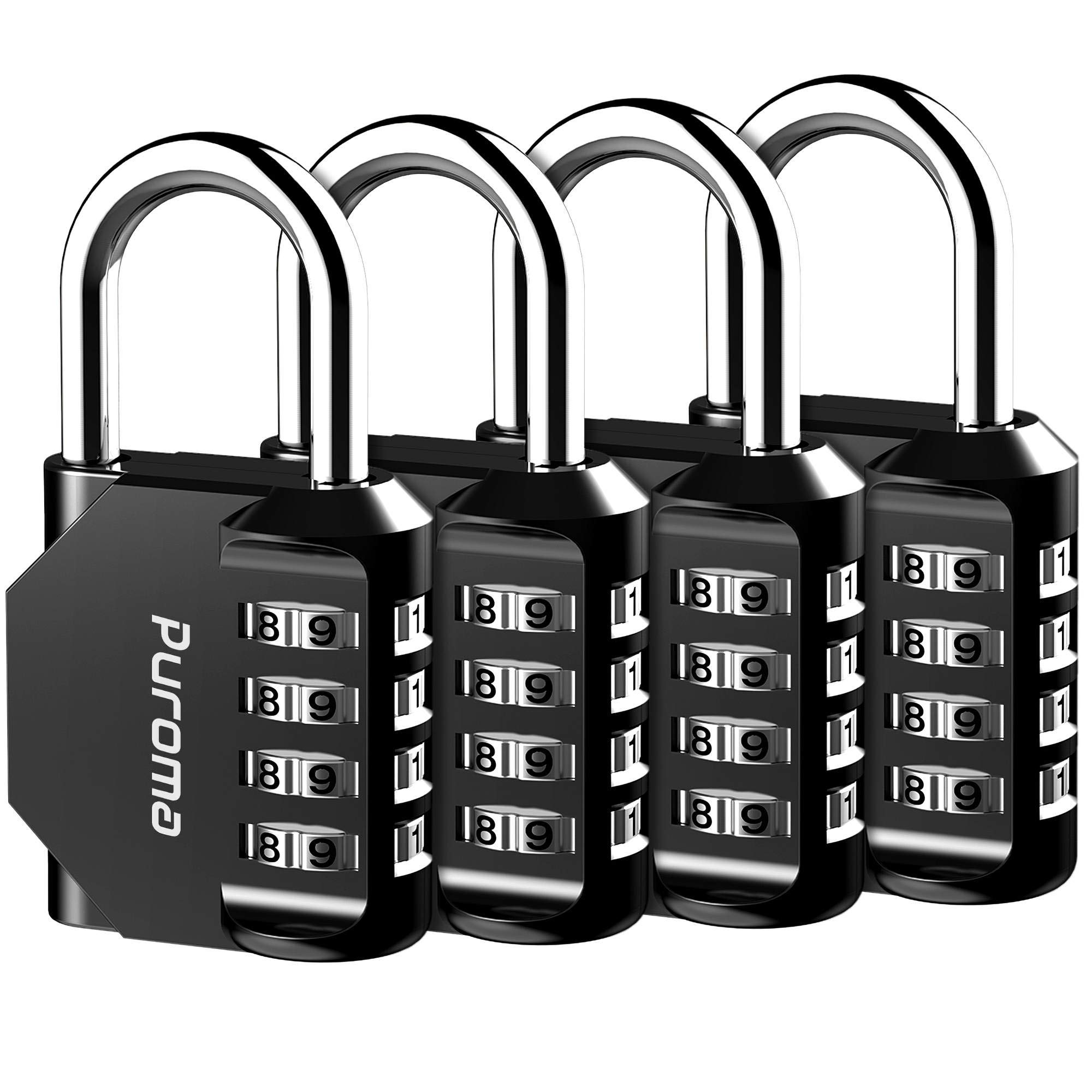 Puroma 4 Pack Combination Lock 4 Digit Outdoors Padlock for School Gym