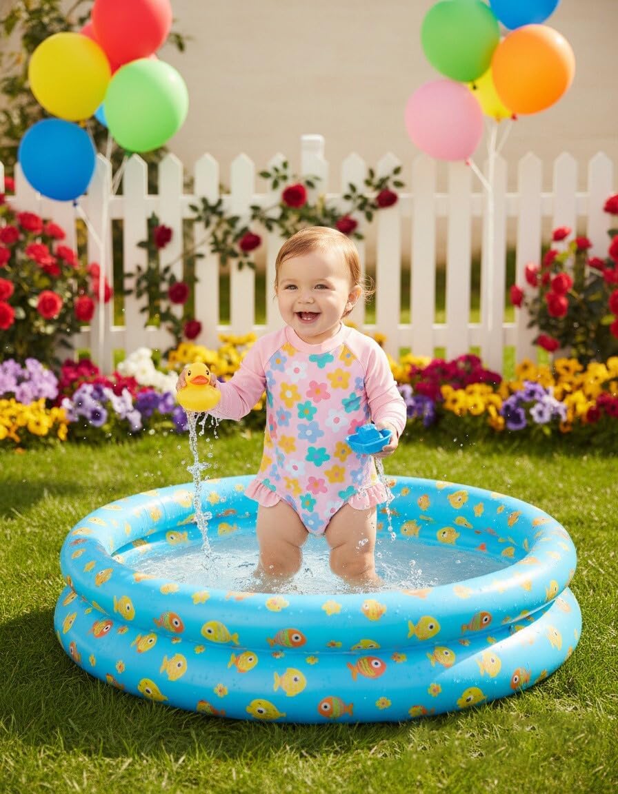 Renotemy Baby Girls Swimsuit Summer Infant Girl Bathing Suit Zipper Long Sleeve One-Piece Rash Guard Swimwear with Hat 3M-3Y - Image 2