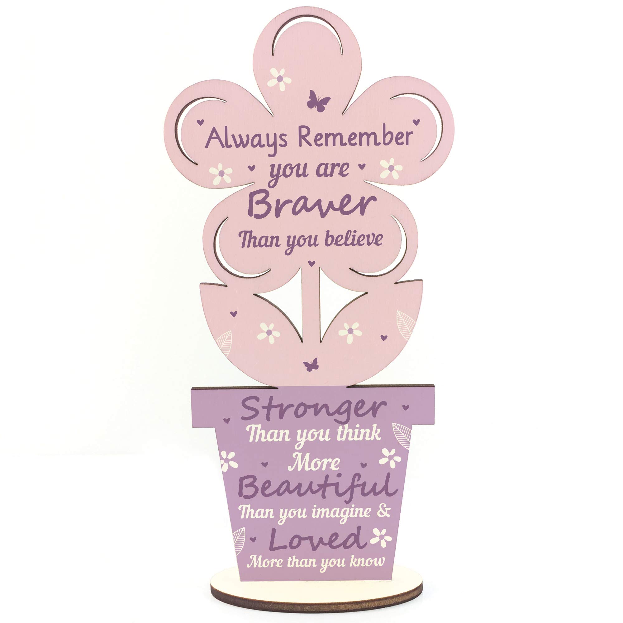 You Are Braver Stronger Beautiful Wooden Flower Friendship Sign Best Friend Gift