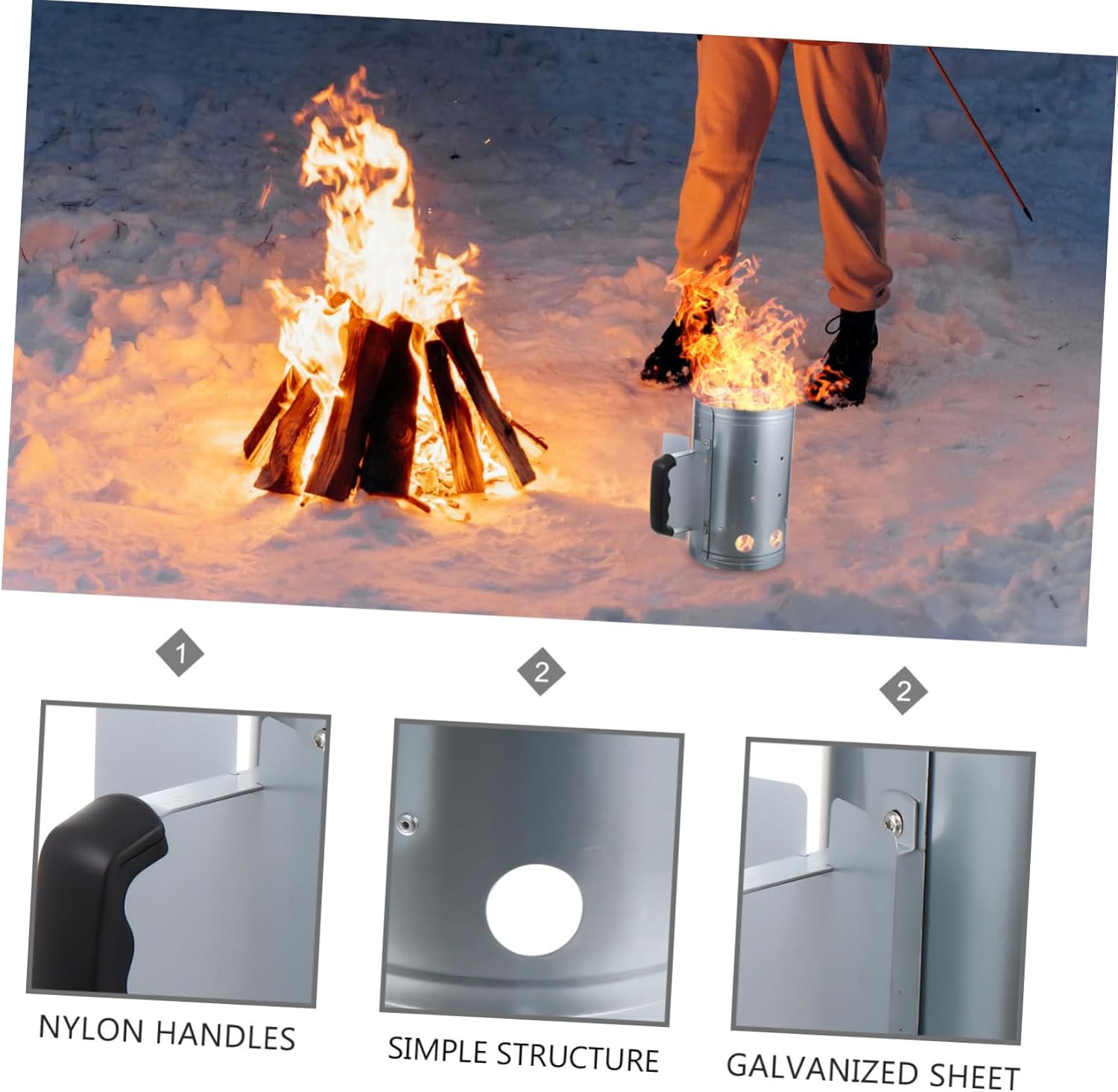 Outdoor Portable Charcoal Bucket Charcoal Starter BBQ Accessories for Grilling