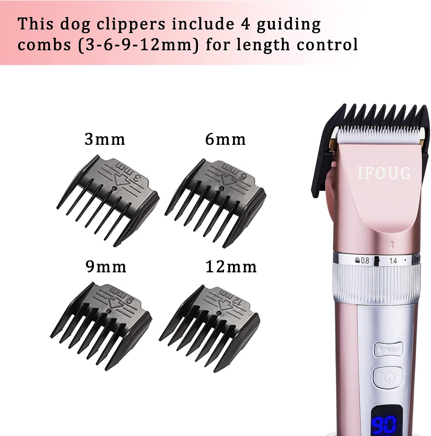 IFOUG Dog Grooming Clippers, Cordless Pet Grooming Kit, 2 Speed Quiet Rechargeable Dog Grooming Kit, Electric Pet Hair Clipper Trimmer with LED Display, Perfect for Dog Cat and Other Pet（Rose Gold） : Pet Supplies