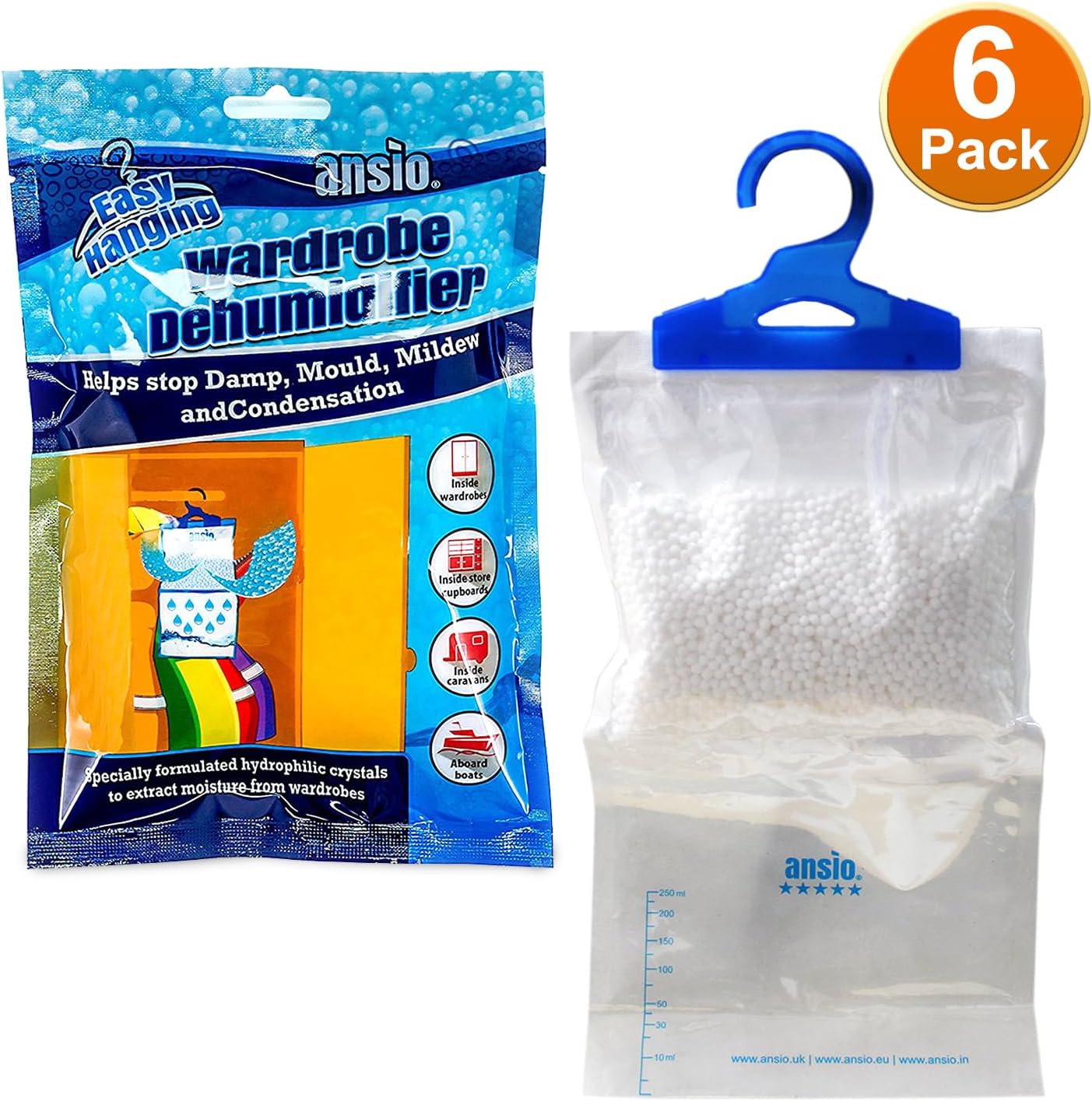 ANSIO Déshumidificateurs (Lot de 6): Anti-Humidité Efficace pour Penderie, Chambre et Plus - Image secondaire