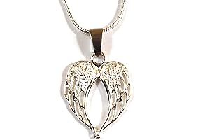 Guardian Angel Silver Plated Angel Wing Heart Pendant Necklace