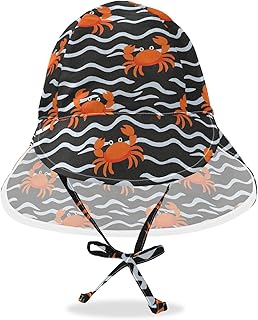 Toddler Baby Sunhat Boys Caps Girls Cartoon Orange Crab Wave Pattern UPF 50 Adjustable Travel Essentials