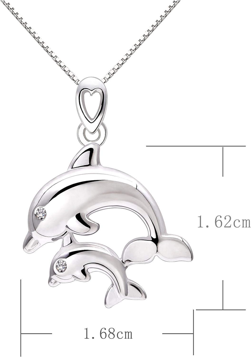 ALOV Jewelry Sterling Silver "I Will Always Love You" Mother Love Dolphin Cubic Zirconia Pendant Necklace - Image 2