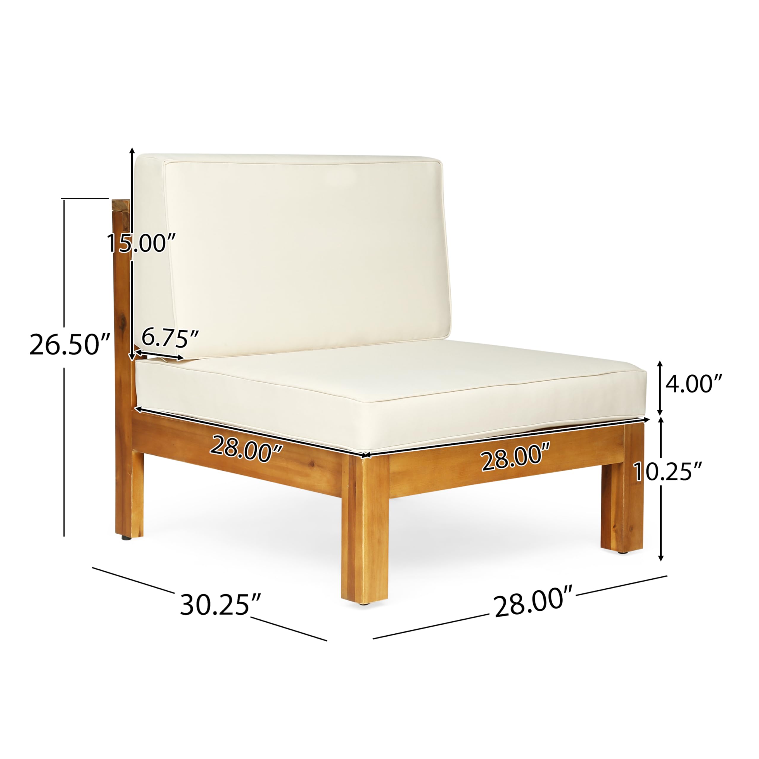 Juego de sofá seccional de madera de acacia para exteriores, 7 plazas, acabado teca y beige 9