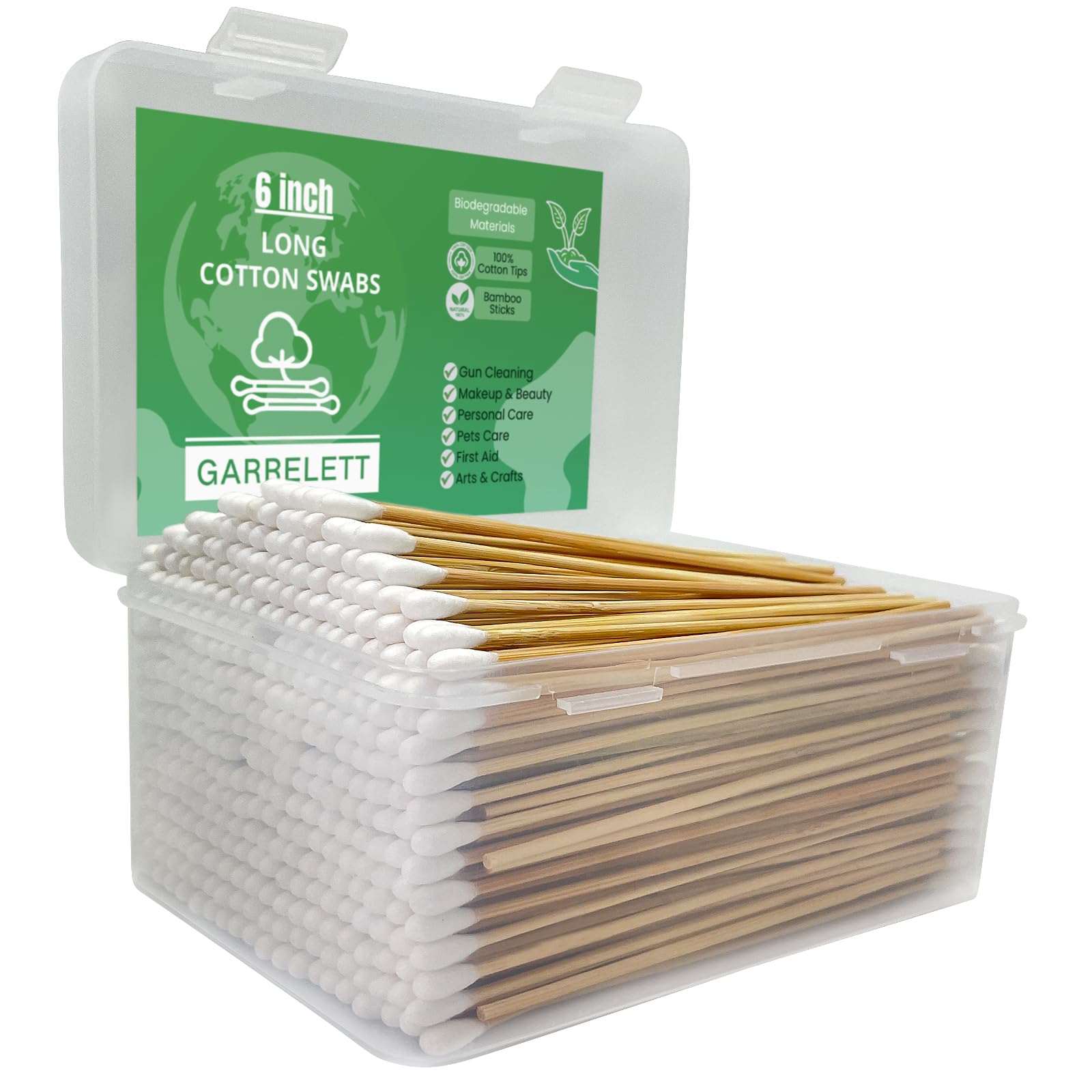 600 ct 6-Inch Long Cotton Swabs with Wooden Handles Ideal for Electronics Cleaning Gun Maintenance Makeup Pet Care