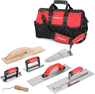 Goldblatt 8-Piece Masonry Tool Set: Finishing Trowel, Alloy & Wood Floats, Groover, Edger, Wire Twister & Tool Bag