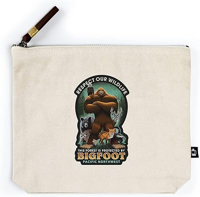 Lantern Press The Pacific Northwest, Respect Our Wildlife, Bigfoot, Contour (100% Cotton Canvas Travel Accessory Go Bag)
