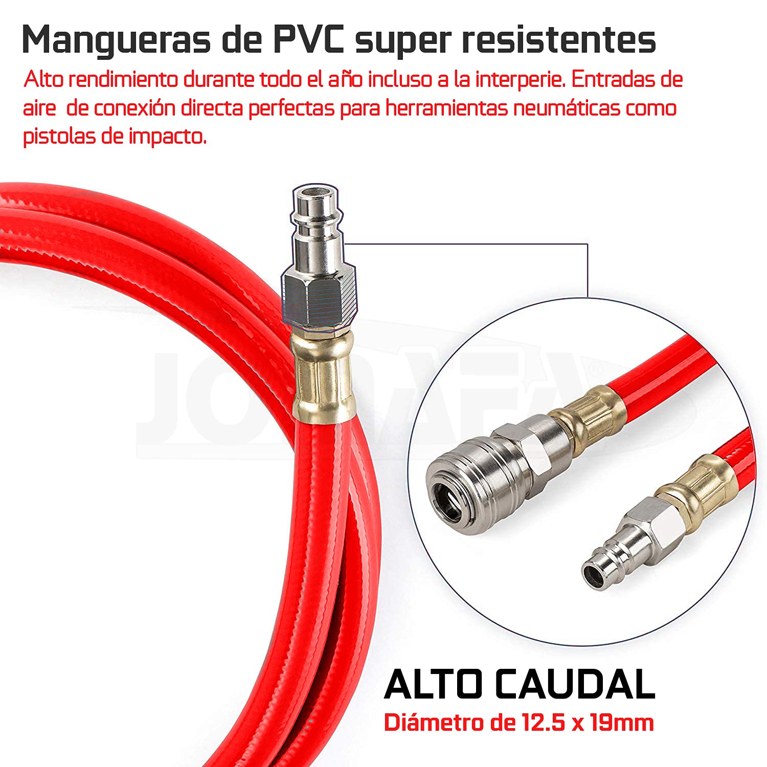 Carrete de Manguera Aire Comprimido 12 m + 1 m VERSION PROFESIONAL ALTO CAUDAL | Conector de 3/8" | 12.5 x 19 mm