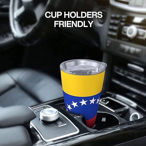 Miniatura 7 de Vaso de 20 onzas con tapa con aislamiento al vacío, de acero inoxidable, con la bandera de Venezuela, taza de café aislada para viajes, taza térmica