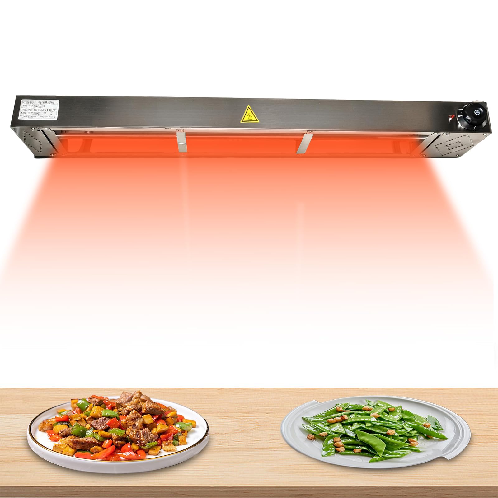 Lampara de Calor de Alimentos, Lampara Calentador Comida para Buffet, Restaurante, Cantina, Pizza, Calentador de Alimentos Acero Inoxidable Colgante Temperatura Ajustable(30-85℃)(60cm)