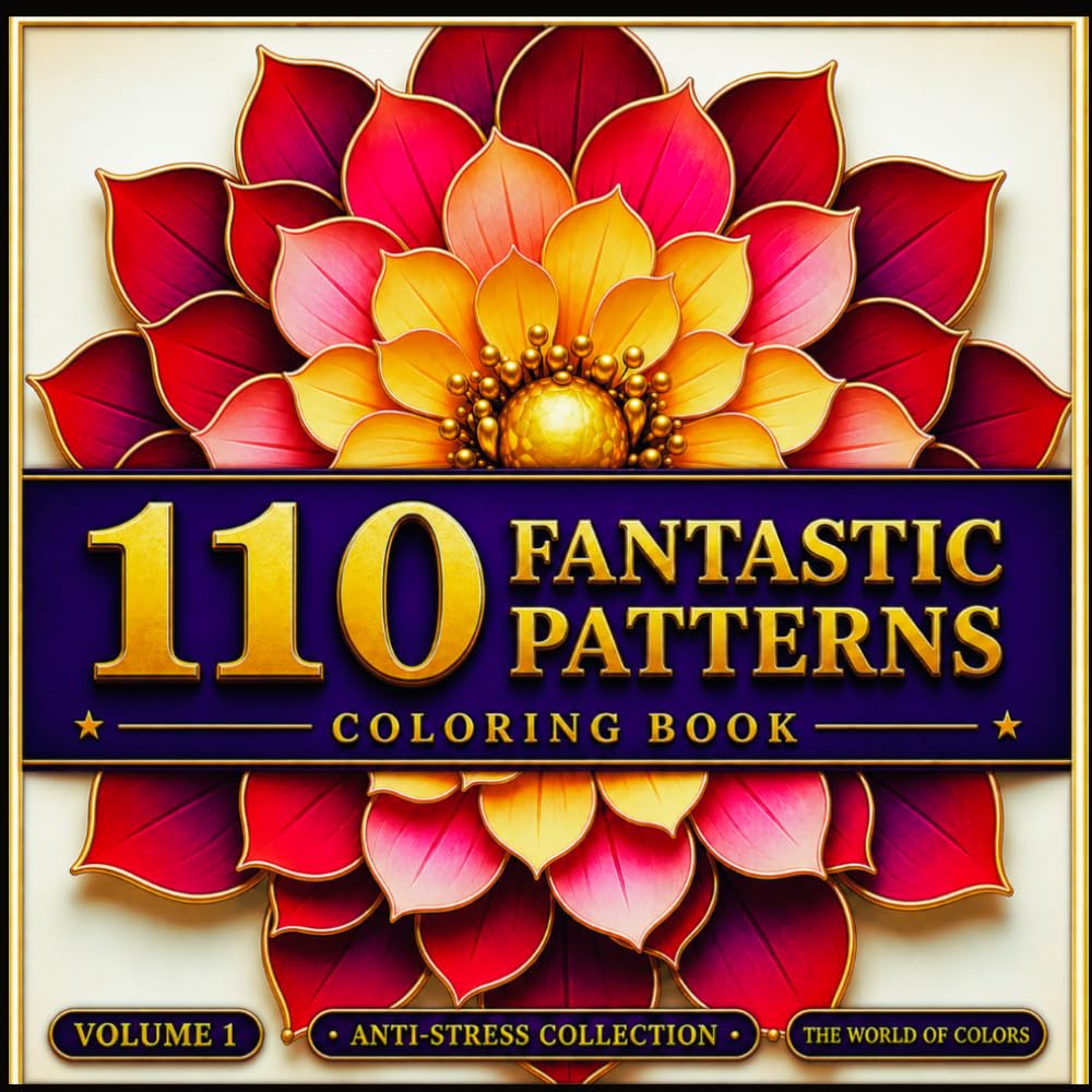 COLORING BOOK – 110 FANTASTIC PATTERNS: Relaxing & Intricate Designs for Stress Relief and Creativity