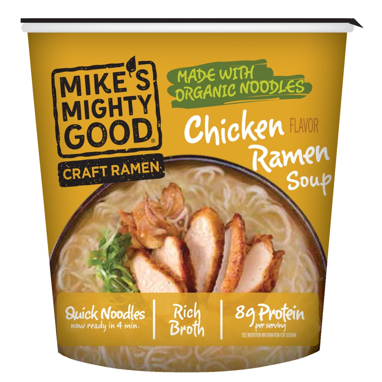 Mike's Mighty Good Ramen Chicken Soup - Chicken Noodle Soup - Instant Ramen Noodles Cups - Organic Non-GMO Instant Noodles - 1.6 Ounces - 6 Pack