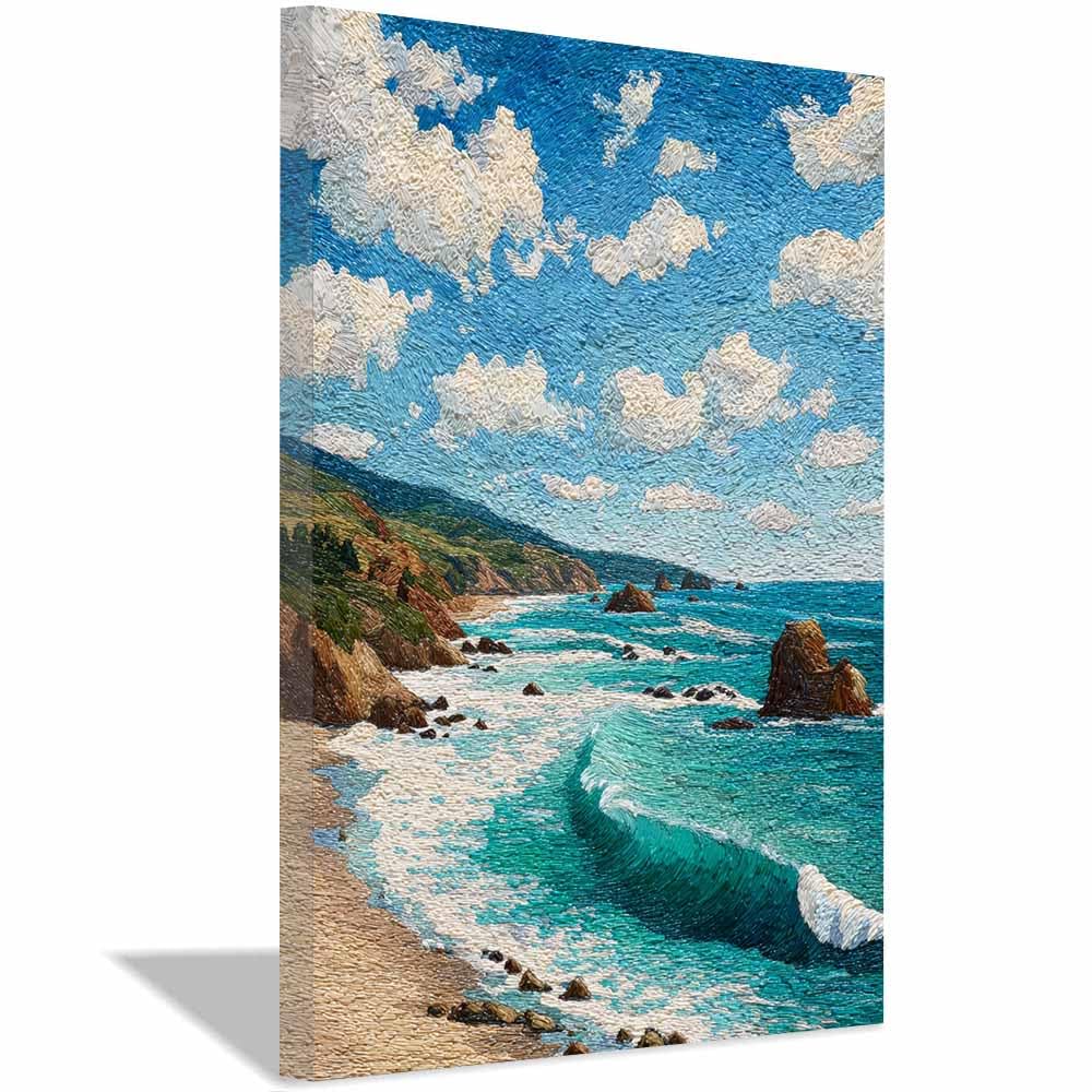 HOQIU Canvas Wall Art Coastsal Cliffs Art canvas art, art print, house decor, bedroom wall decor above bed, prints for living room.(Multicolor)-30x40cm Framed