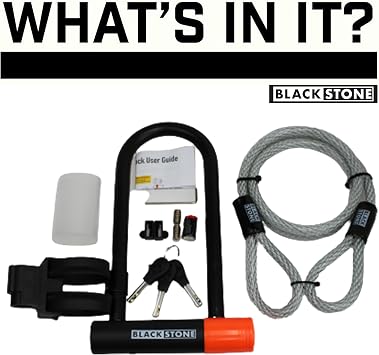 Blackstone Anti-Theft 130 db Alarm U-Lock Heavy Duty w/Security Cable (Alarm U-Lock w/Cable)