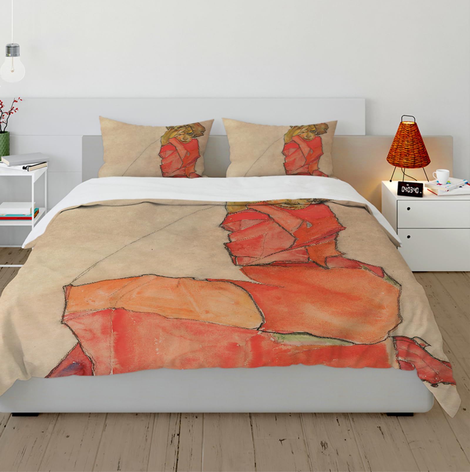 Literie de luxe Egon Schiele housse de couette 260x220cm rouge premium