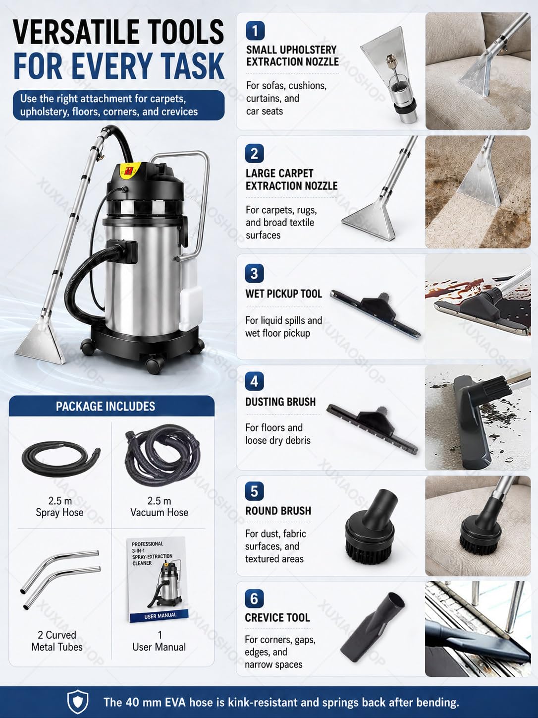 Gewerbliche Teppichreinigungsmaschine mit Sprühextraktion 40L