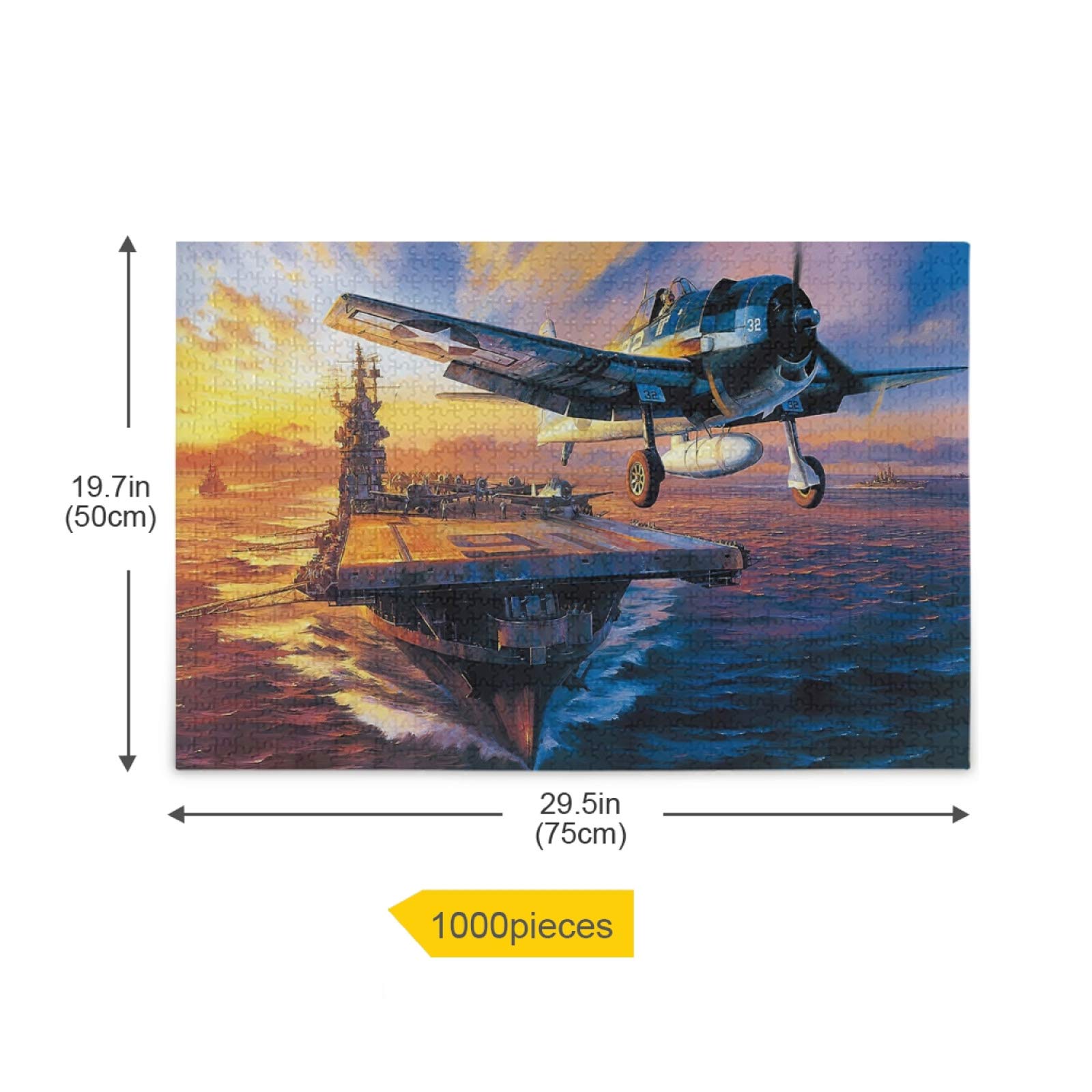 Jigsaw Puzzle 1000 Pieces - Military Warships and Fighter Plane Puzzles for Adults Teens - Relaxing Artwork Landscape Jigsaw Puzzle - Image 2