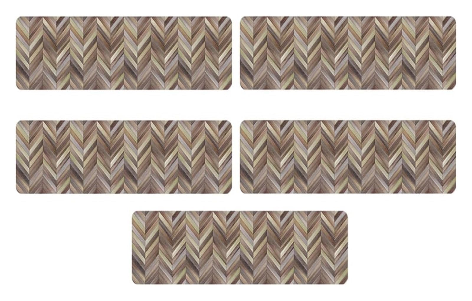 Treppenläufer-Teppich for Treppen, Treppenteppich-Läufer, 5er-Set, rutschfeste Treppenstufen, Teppich, 3D-Holzbrettmuster, Innen-Treppenmatten-Läufer(Splicing)