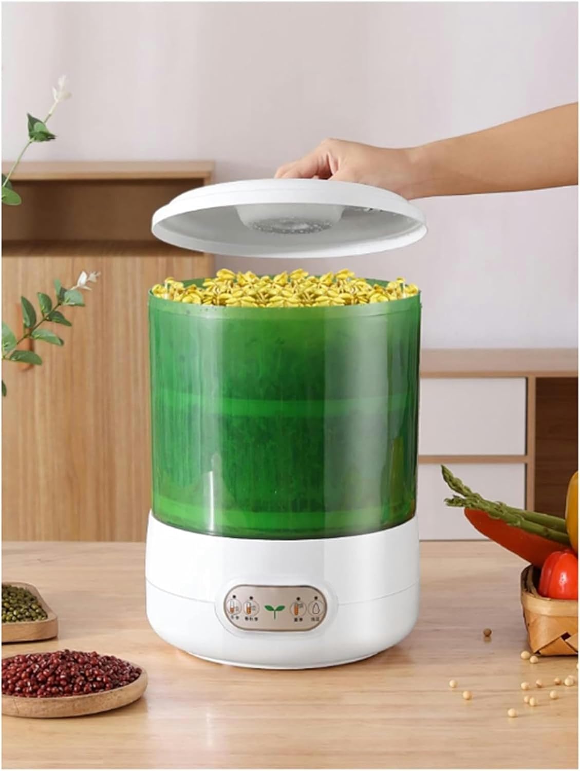 2Pcs Seed Germination Machine, Household Automatic Bean Sprout Machine Smart Sprinkling Food Grade PP Material Germination Kit-1/