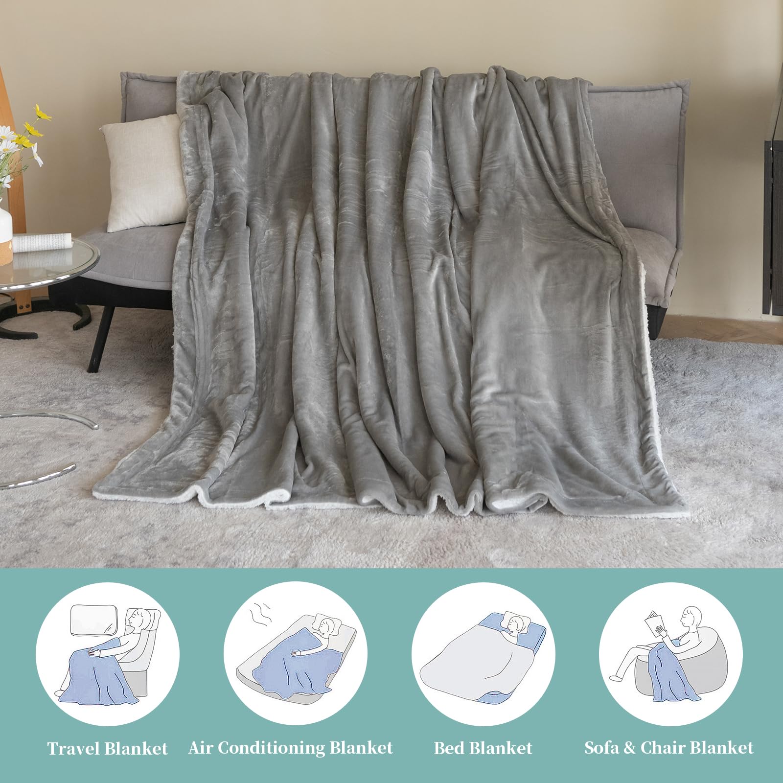 Good Nite Blanket 150x200cm - Soft Reversible Sherpa Throw £11.89 At Amazon